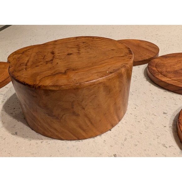 Handcrafted Wood Coaster Set with Holder - Picture 3 of 15